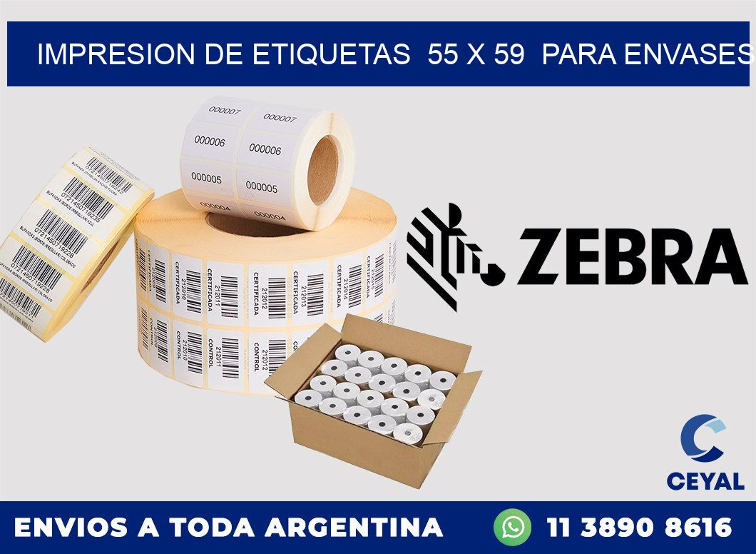 impresion de etiquetas  55 x 59  para envases