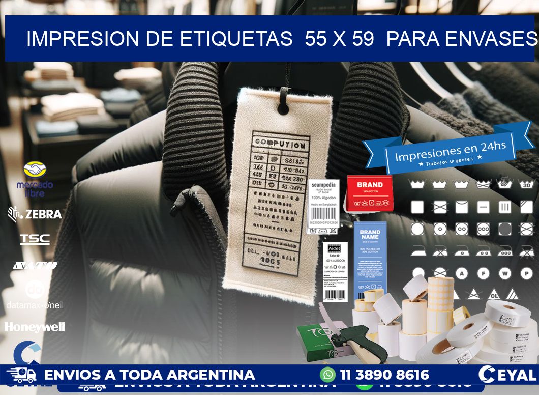 impresion de etiquetas  55 x 59  para envases