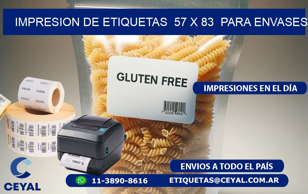 impresion de etiquetas  57 x 83  para envases