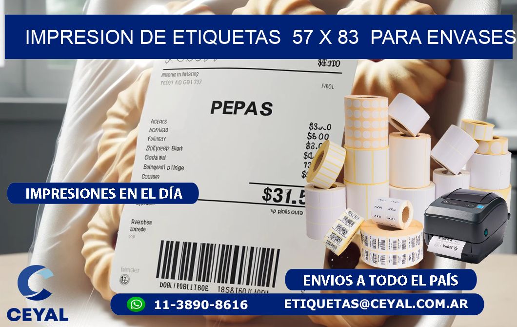 impresion de etiquetas  57 x 83  para envases