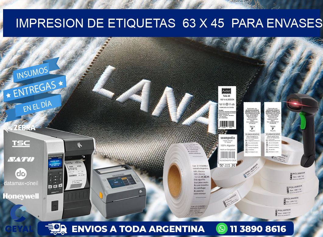 impresion de etiquetas  63 x 45  para envases