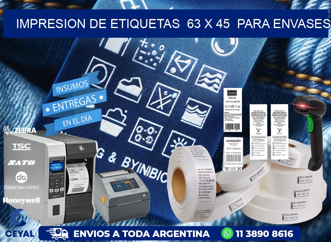 impresion de etiquetas  63 x 45  para envases
