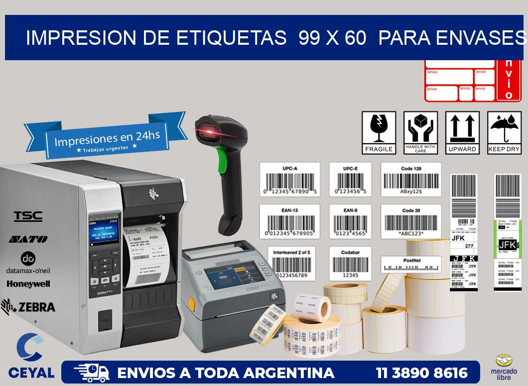 impresion de etiquetas  99 x 60  para envases