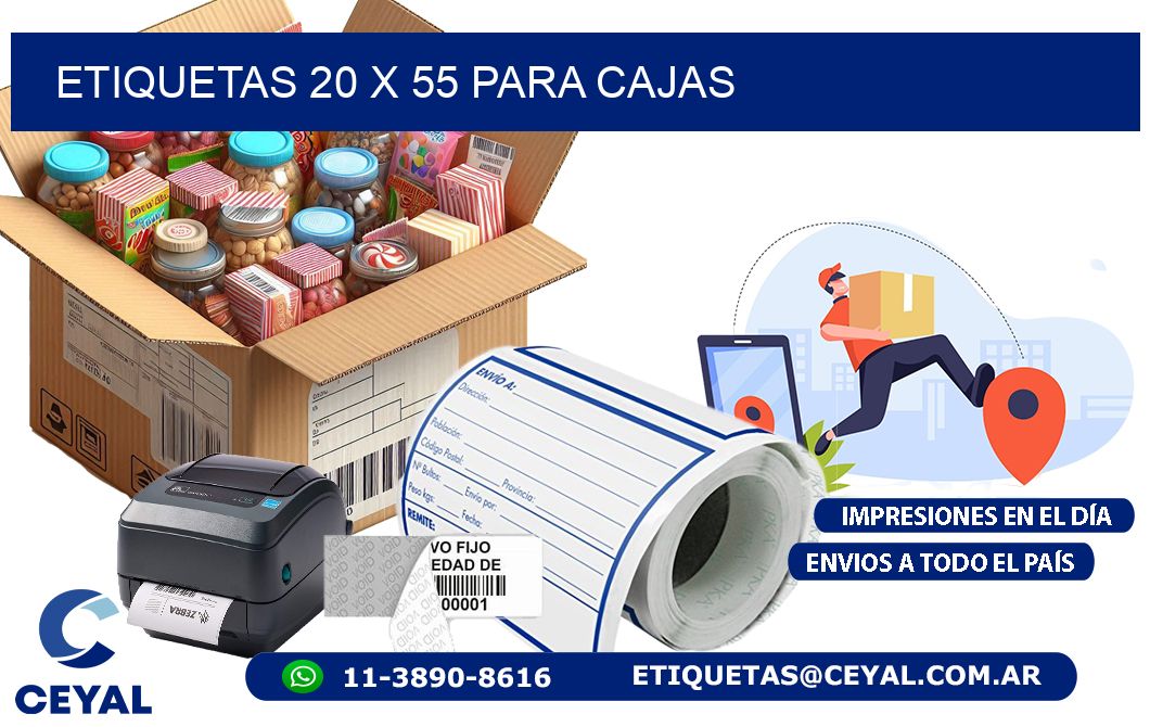 ETIQUETAS 20 x 55 PARA CAJAS