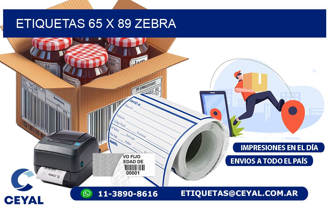 ETIQUETAS 65 x 89 ZEBRA