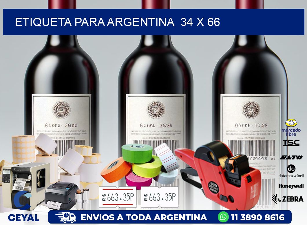 etiqueta para Argentina  34 x 66