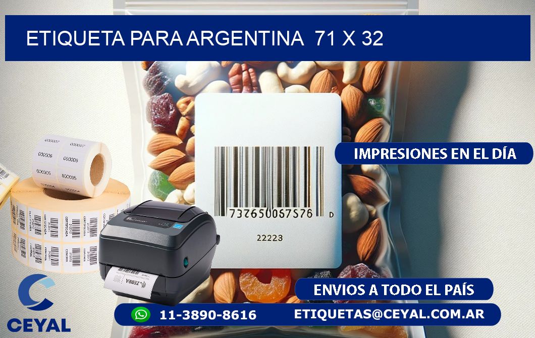 etiqueta para Argentina  71 x 32
