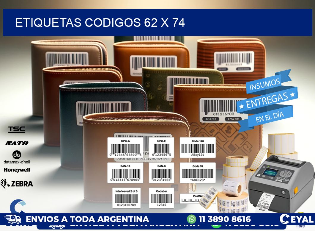 etiquetas codigos 62 x 74