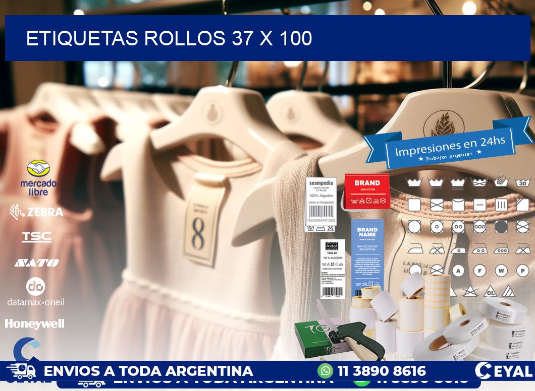 etiquetas rollos 37 x 100