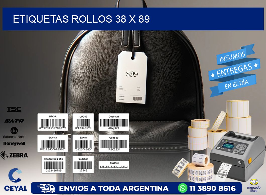 etiquetas rollos 38 x 89