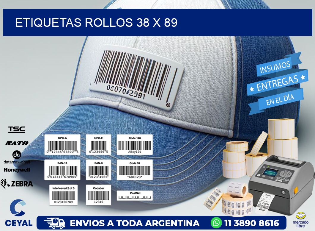 etiquetas rollos 38 x 89