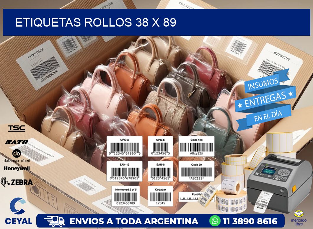 etiquetas rollos 38 x 89