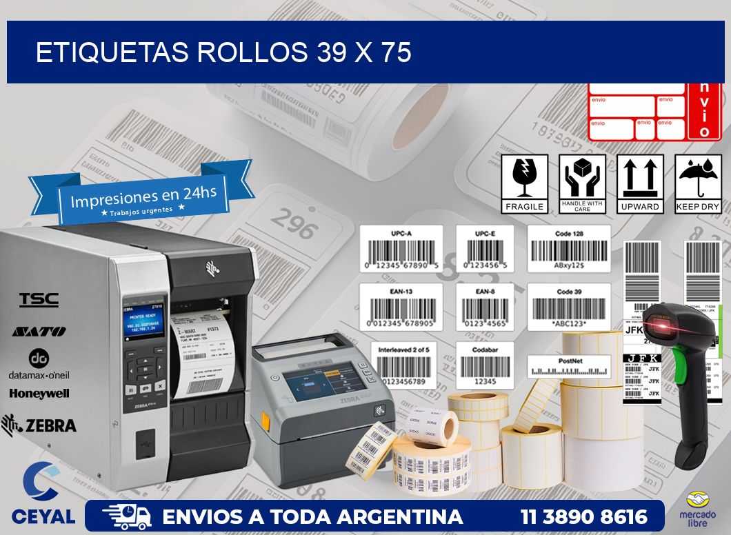 etiquetas rollos 39 x 75