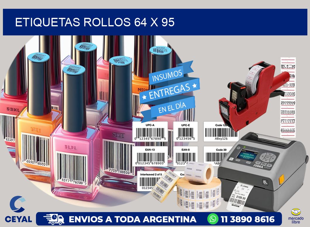 etiquetas rollos 64 x 95