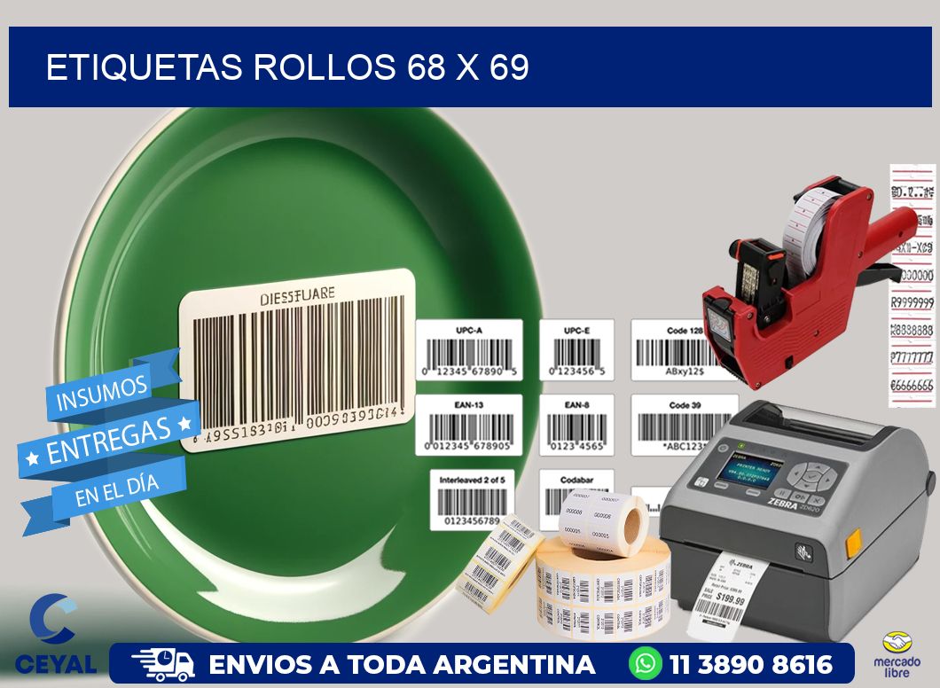 etiquetas rollos 68 x 69
