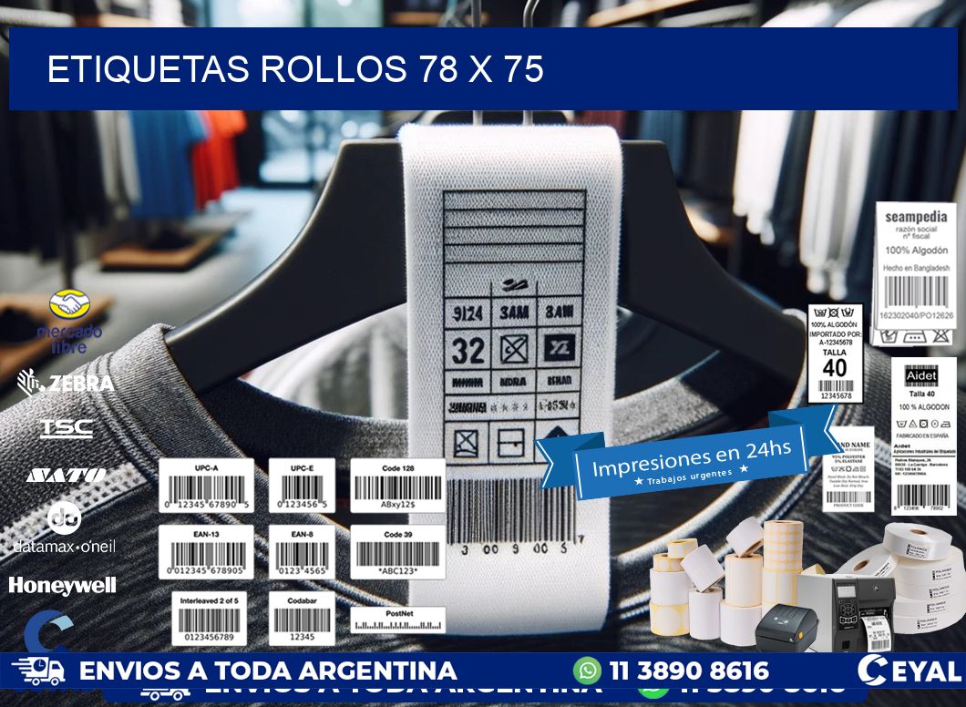 etiquetas rollos 78 x 75