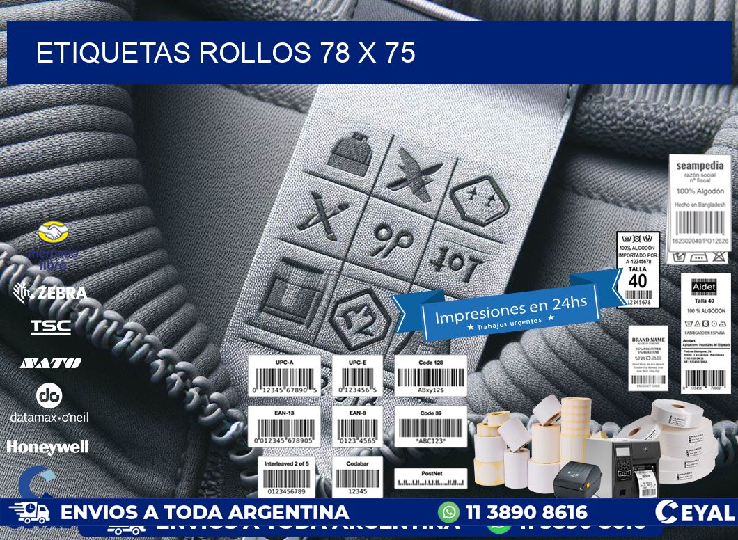 etiquetas rollos 78 x 75