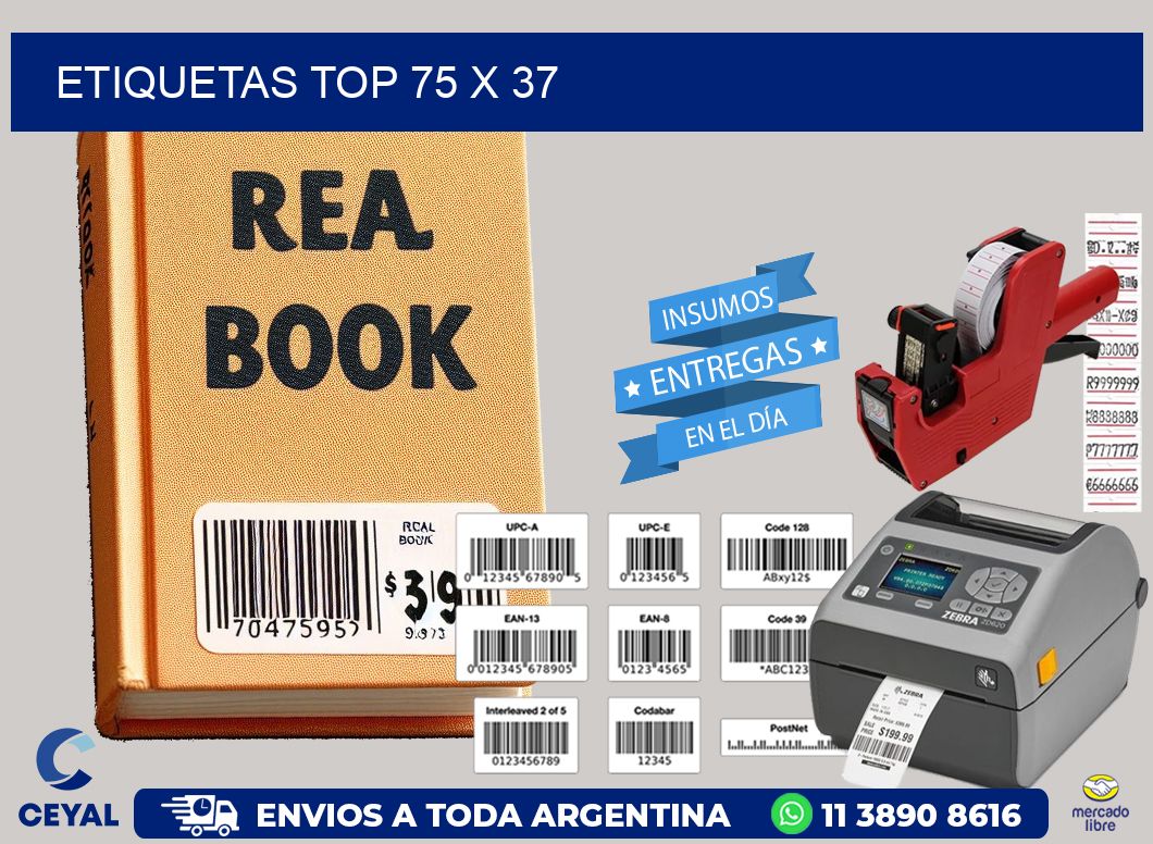 etiquetas top 75 x 37