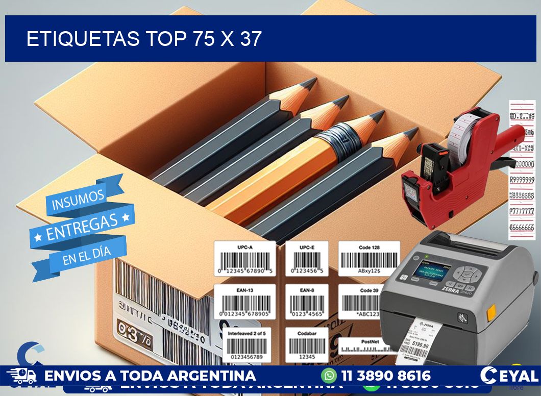 etiquetas top 75 x 37