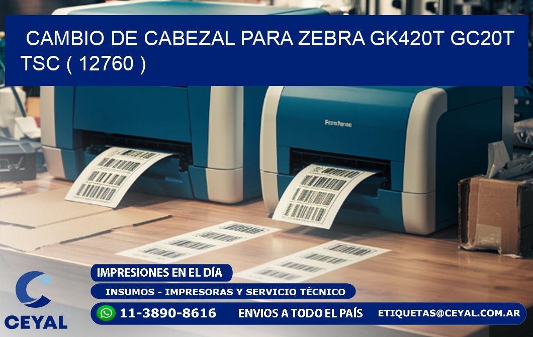 CAMBIO DE CABEZAL PARA ZEBRA GK420T GC20T TSC ( 12760 )