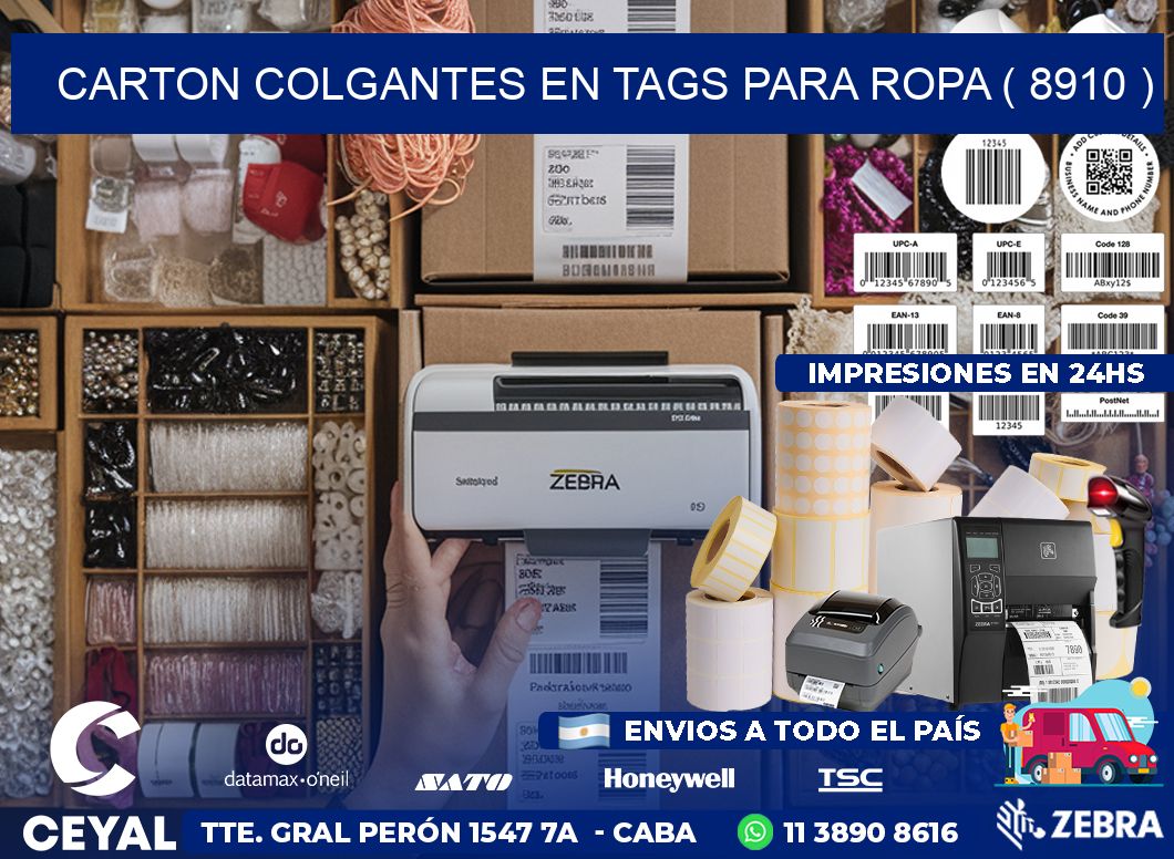 CARTON COLGANTES EN TAGS PARA ROPA ( 8910 )