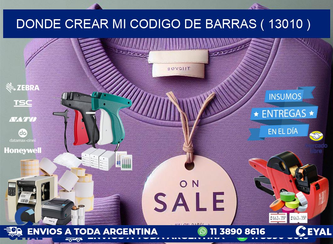 DONDE CREAR MI CODIGO DE BARRAS ( 13010 )