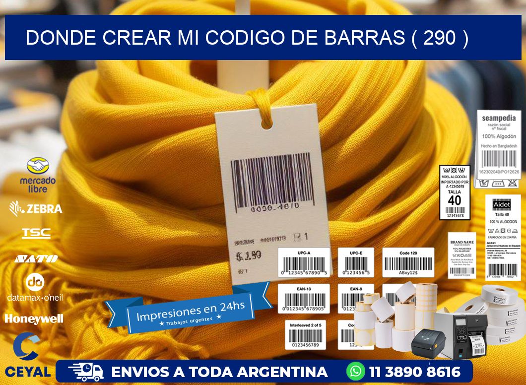 DONDE CREAR MI CODIGO DE BARRAS ( 290 )