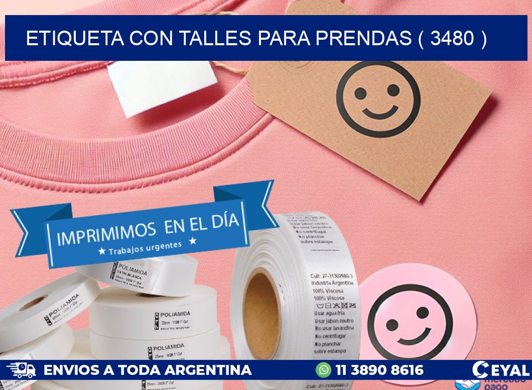 ETIQUETA CON TALLES PARA PRENDAS ( 3480 )