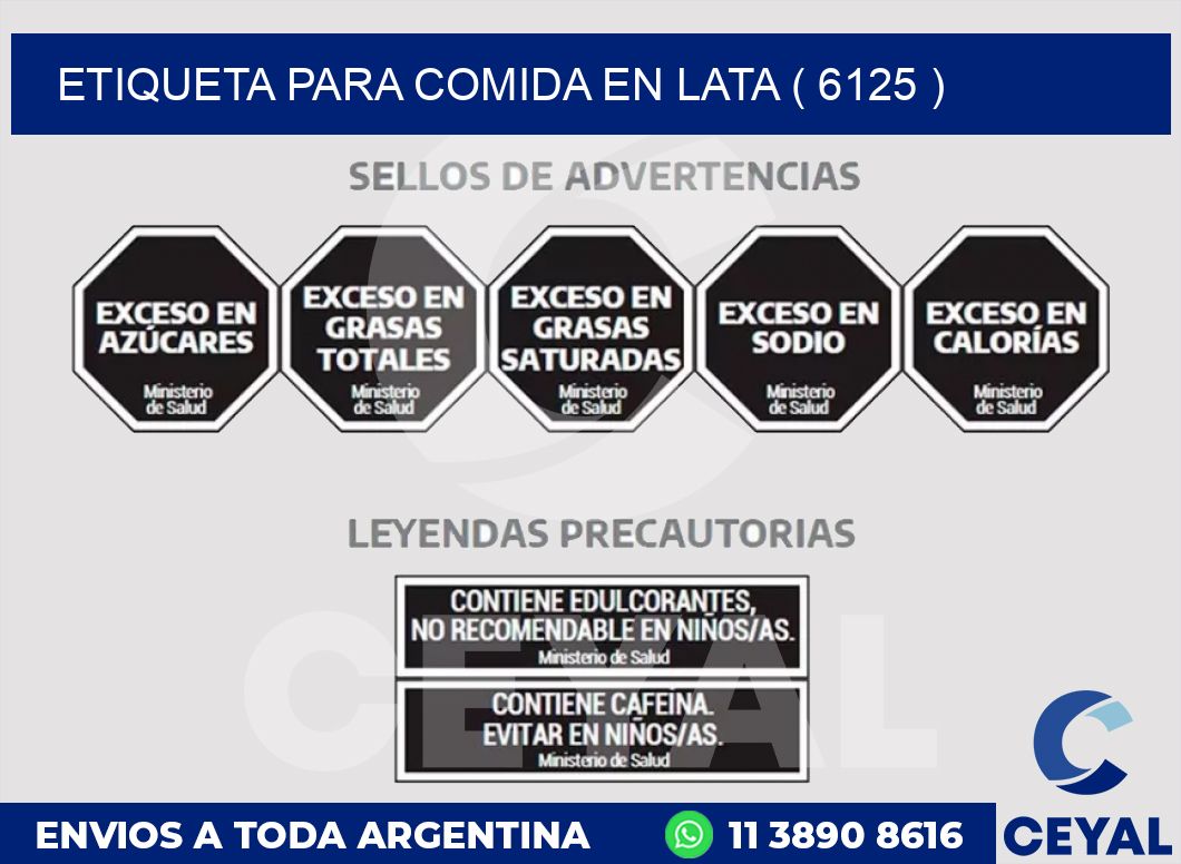 ETIQUETA PARA COMIDA EN LATA ( 6125 )