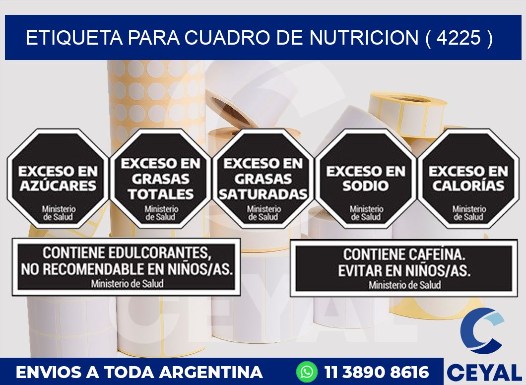 ETIQUETA PARA CUADRO DE NUTRICION ( 4225 )