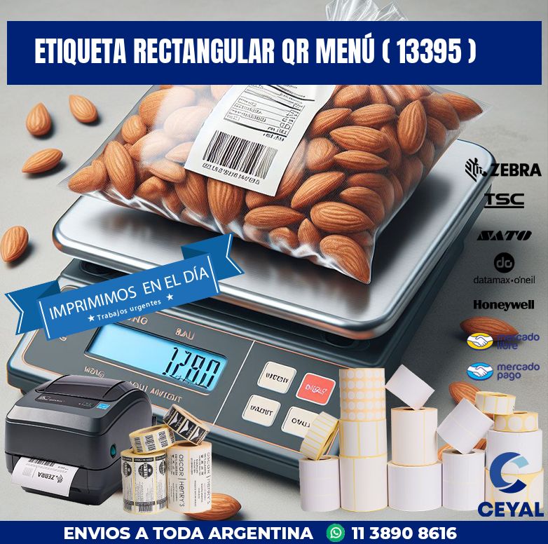 ETIQUETA RECTANGULAR QR MENÚ ( 13395 )
