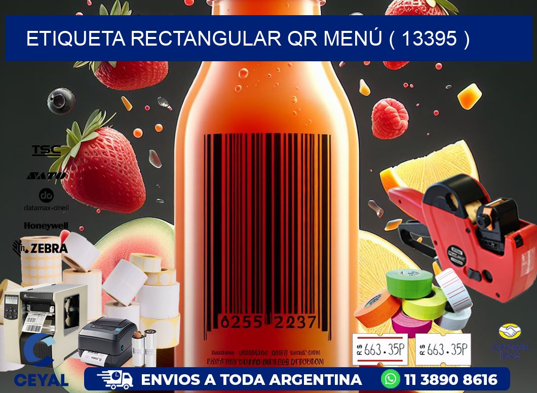 ETIQUETA RECTANGULAR QR MENÚ ( 13395 )