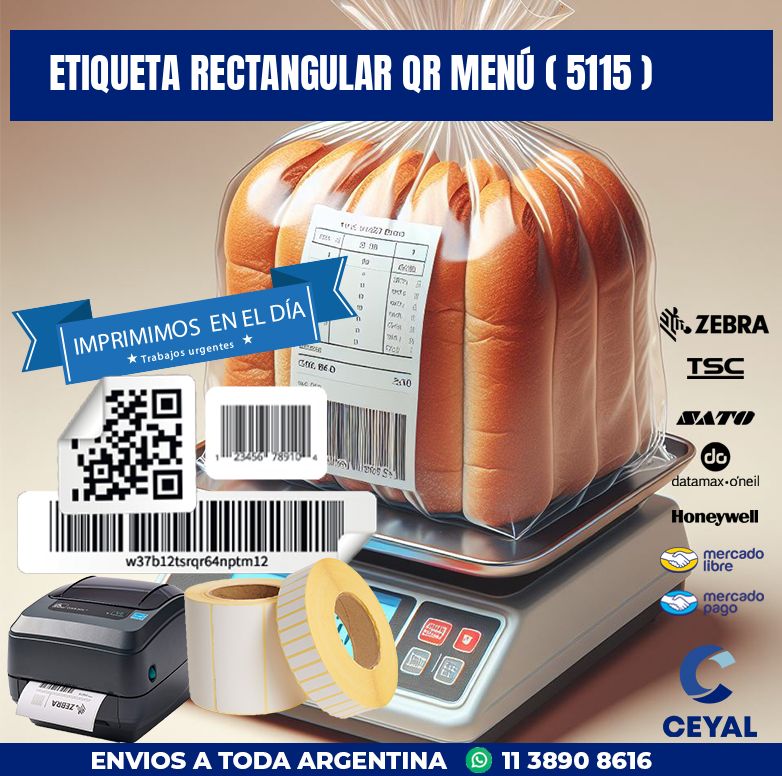 ETIQUETA RECTANGULAR QR MENÚ ( 5115 )