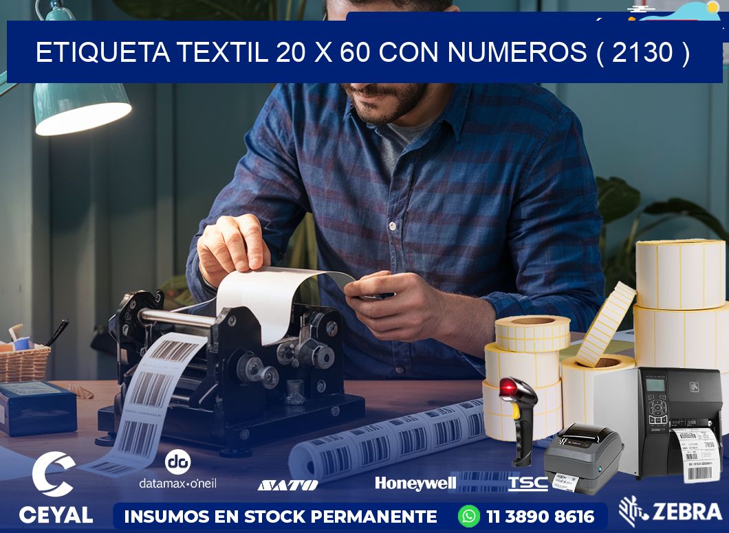 ETIQUETA TEXTIL 20 X 60 CON NUMEROS ( 2130 )