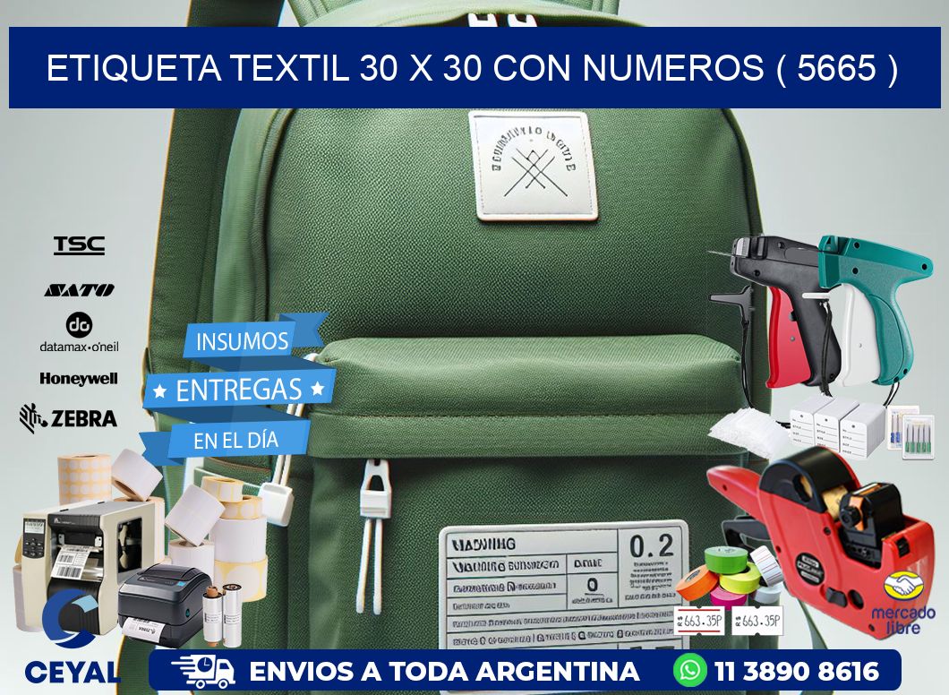 ETIQUETA TEXTIL 30 X 30 CON NUMEROS ( 5665 )
