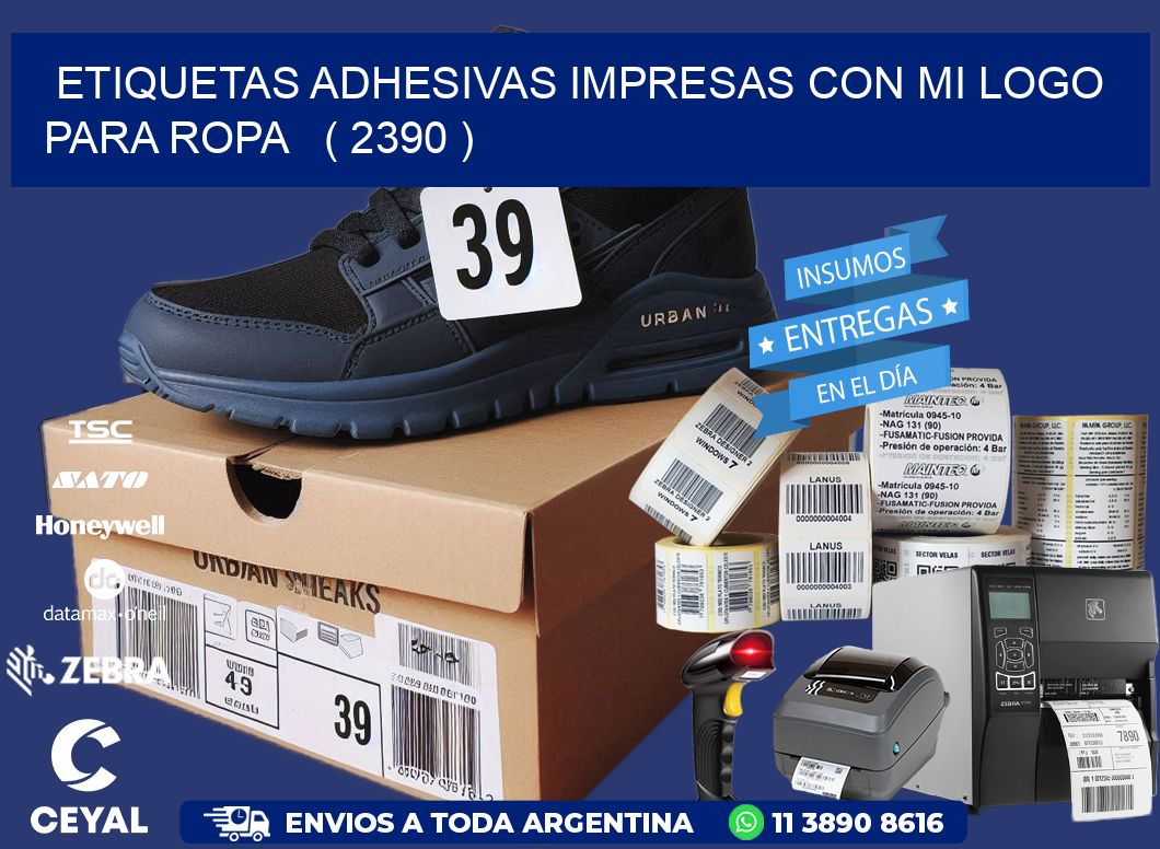 ETIQUETAS ADHESIVAS IMPRESAS CON MI LOGO PARA ROPA   ( 2390 )