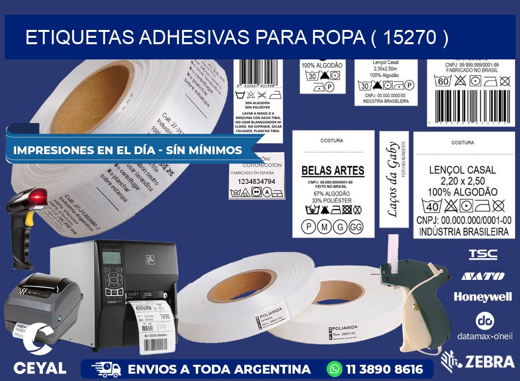ETIQUETAS ADHESIVAS PARA ROPA ( 15270 )