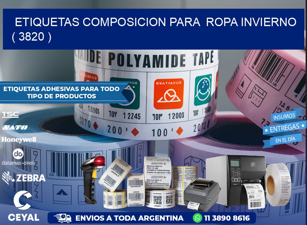 ETIQUETAS COMPOSICION PARA  ROPA INVIERNO   ( 3820 )