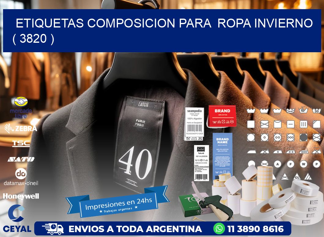 ETIQUETAS COMPOSICION PARA  ROPA INVIERNO   ( 3820 )