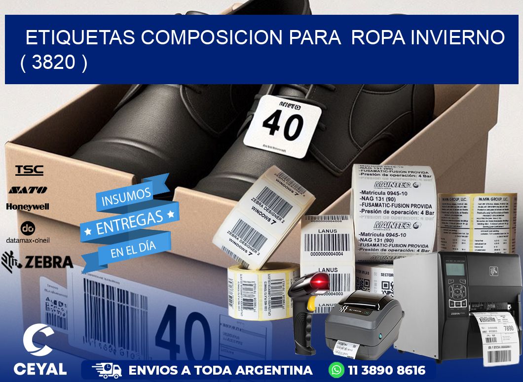 ETIQUETAS COMPOSICION PARA  ROPA INVIERNO   ( 3820 )