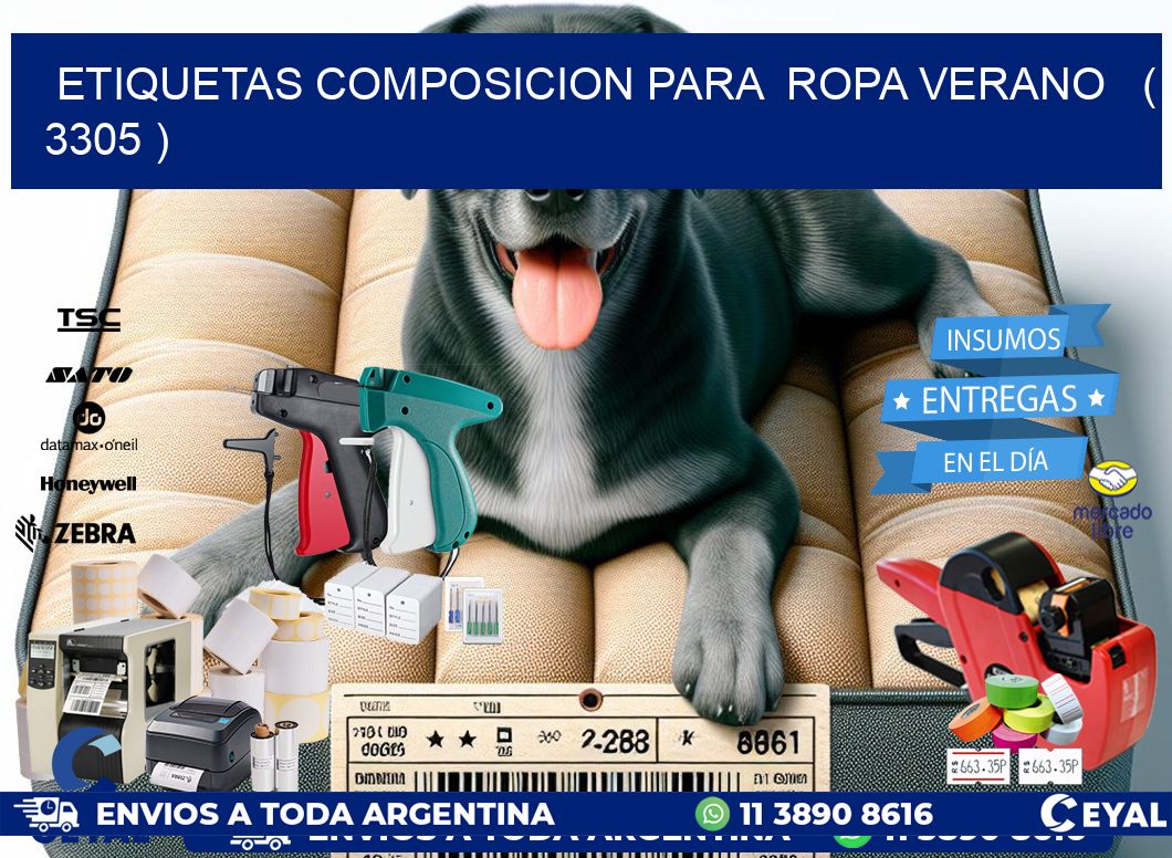 ETIQUETAS COMPOSICION PARA  ROPA VERANO   ( 3305 )