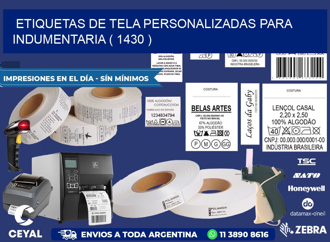 ETIQUETAS DE TELA PERSONALIZADAS PARA INDUMENTARIA ( 1430 )