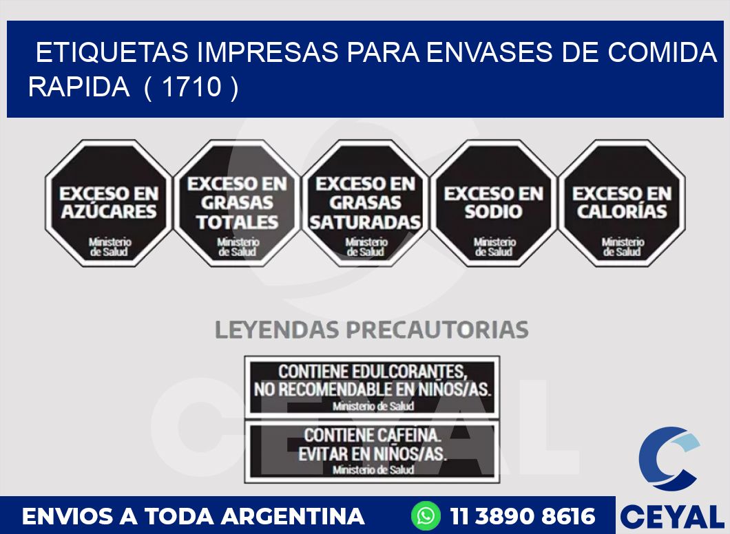 ETIQUETAS IMPRESAS PARA ENVASES DE COMIDA RAPIDA  ( 1710 )