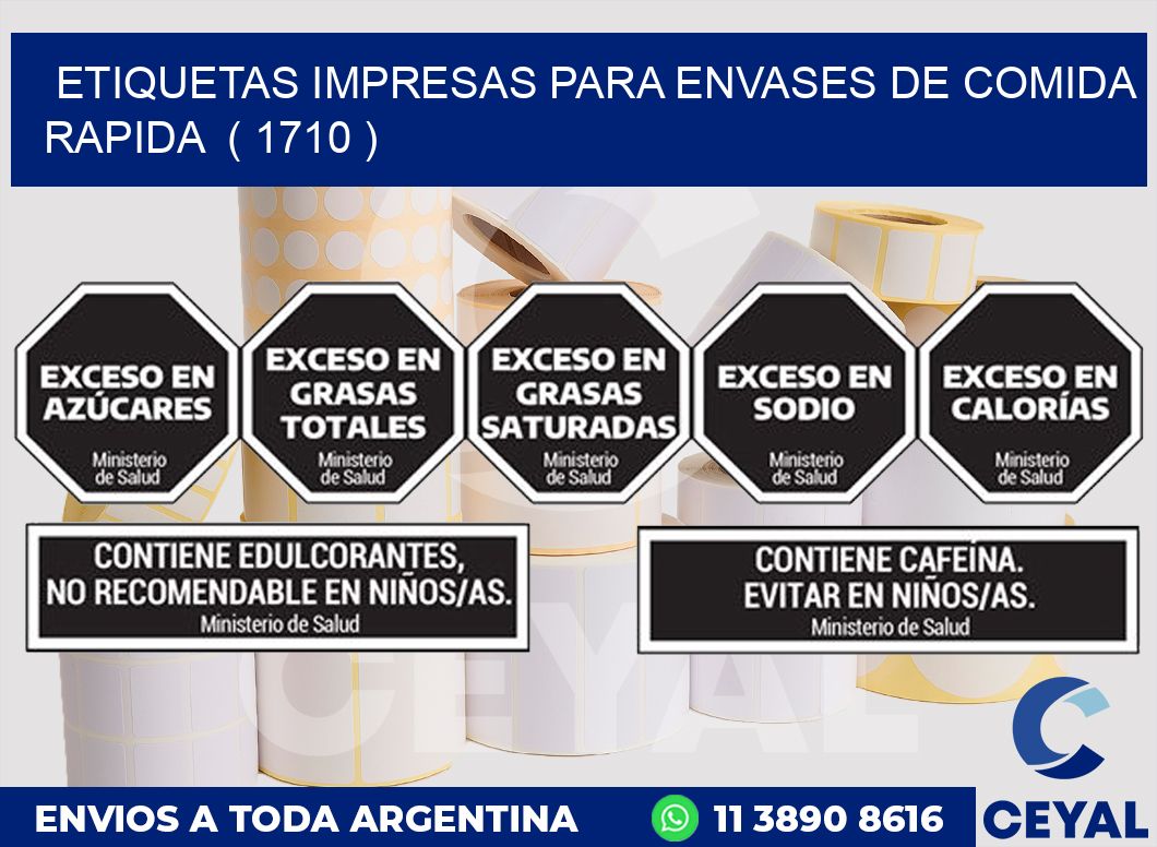 ETIQUETAS IMPRESAS PARA ENVASES DE COMIDA RAPIDA  ( 1710 )