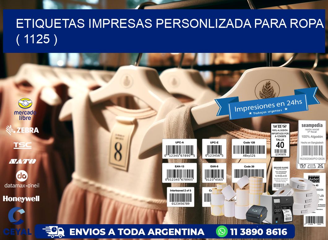 ETIQUETAS IMPRESAS PERSONLIZADA PARA ROPA   ( 1125 )