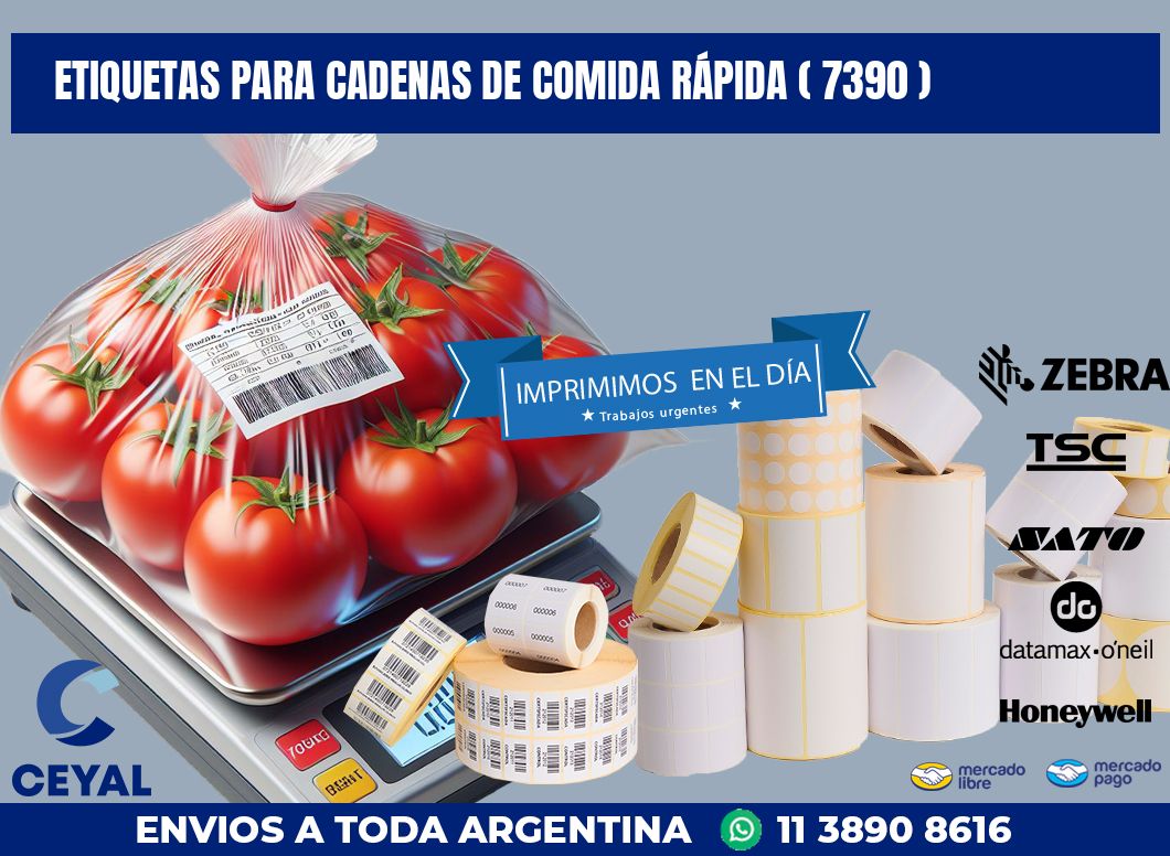 ETIQUETAS PARA CADENAS DE COMIDA RÁPIDA ( 7390 )