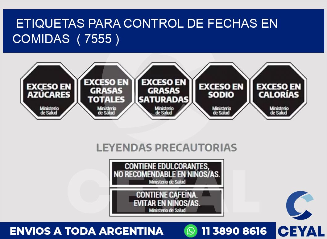 ETIQUETAS PARA CONTROL DE FECHAS EN COMIDAS  ( 7555 )