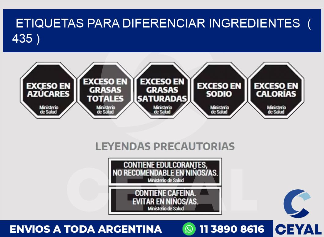 ETIQUETAS PARA DIFERENCIAR INGREDIENTES  ( 435 )