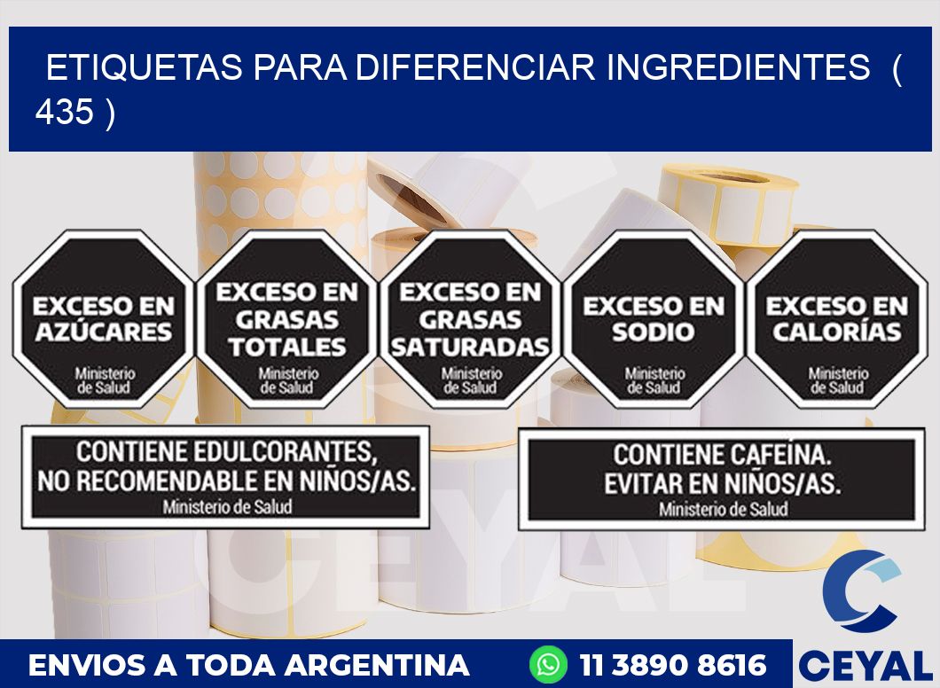 ETIQUETAS PARA DIFERENCIAR INGREDIENTES  ( 435 )