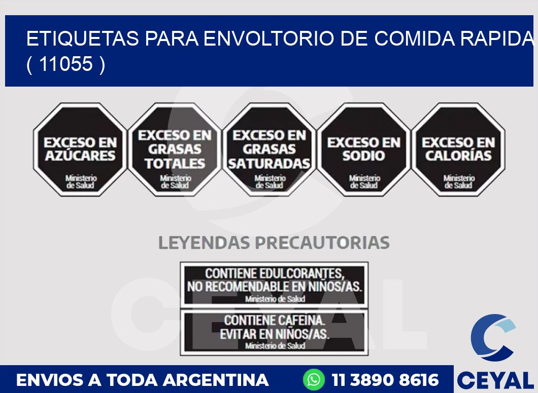ETIQUETAS PARA ENVOLTORIO DE COMIDA RAPIDA  ( 11055 )